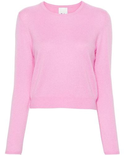 Allude Round-neck Cropped Cashmere Jumper - Pink