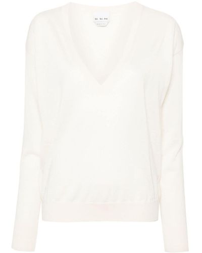 Sa Su Phi V-neck Cashmere Sweater - White