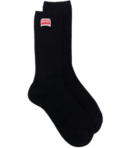 KENZO Logo-patch Ankle Socks - Black