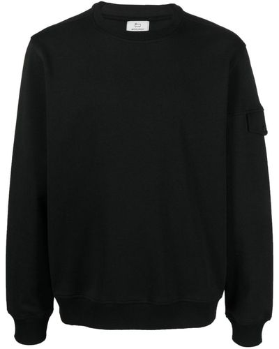 Woolrich Fleece-Sweatshirt mit Logo-Print - Schwarz