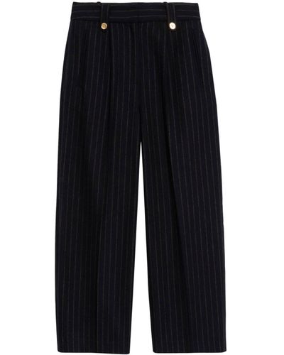 3.1 Phillip Lim Pinstripe-print Knitted Cropped Pants - Blue