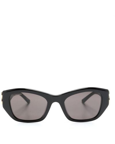 Balenciaga Eckige Sonnenbrille mit Logo-Schild - Grau
