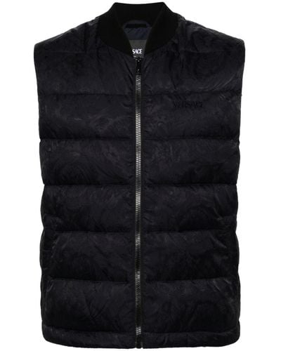 Versace Barocco-jacquard Quilted Gilet - Black