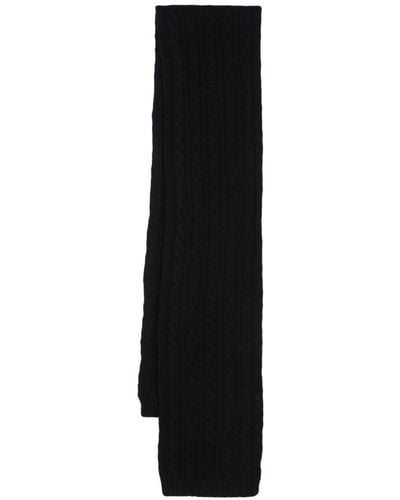 Sunspel Cable-knit Wool Scarf - Black