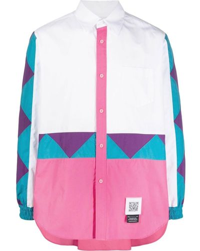 Fumito Ganryu Colour-block Windbreaker Shirt - Pink