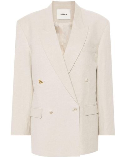 Aeron Textured Double-breasted Blazer - Natural