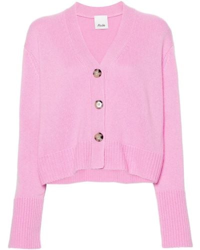 Allude V-neck Cashmere Cardigan - Pink