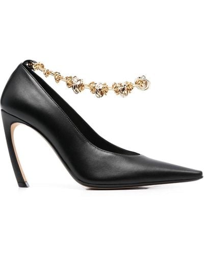 Lanvin Swing 95mm Knotted-chain Court Shoes - Black