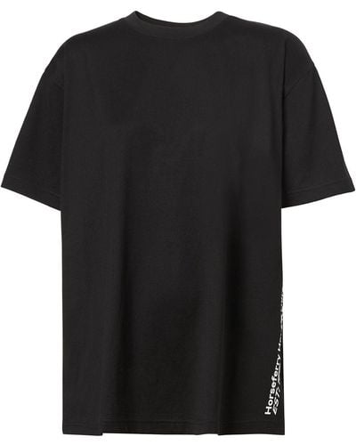 Burberry Camiseta "carrick" De Jersey De Algodón Estampada - Negro