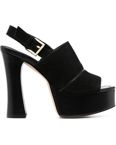 MICHAEL Michael Kors Rye 140mm Suede Platform Sandals - Black