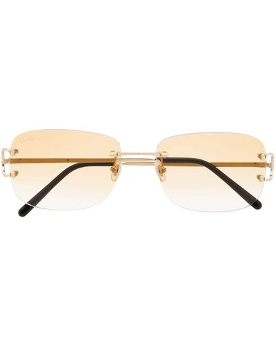 Cartier Rahmenlose Sonnenbrille mit Logo-Gravur - Natur