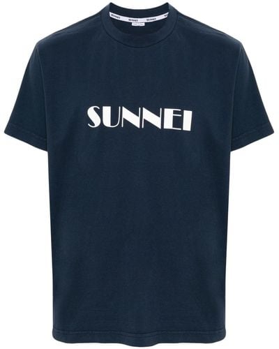 Sunnei Logo-print Cotton T-shirt - Blue