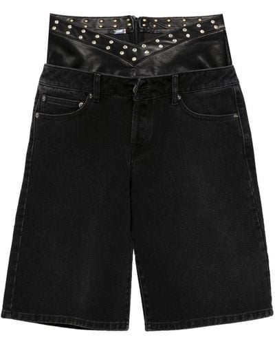 all in Double Denim Shorts - Black