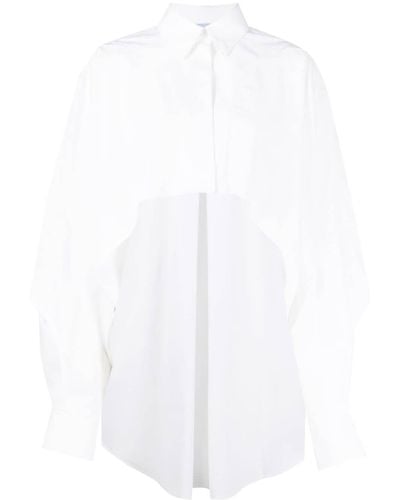 Mugler High-low Cotton Poplin Shirt - White