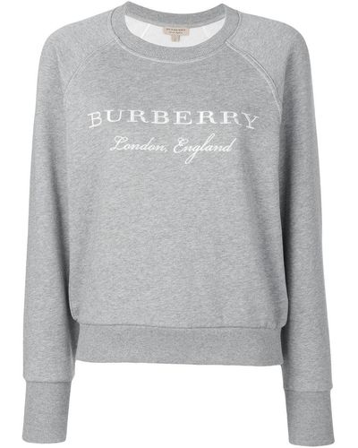 Burberry Logo Embroidered Sweatshirt - Grey