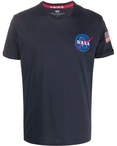 Alpha Industries T-Shirt mit NASA-Print - Blau