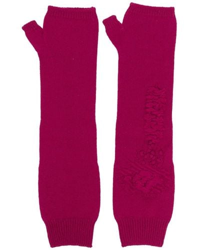 Barrie Cashmere Fingerless Gloves - Purple