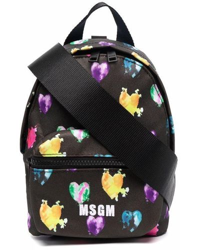 MSGM Mini Graphic-print Backpack - Black