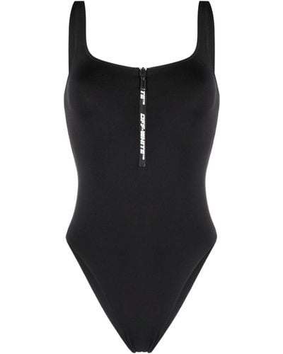 Off-White c/o Virgil Abloh Logo-print Zip-up Swimsuit - Black
