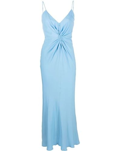 MSGM Knot-detailed Long-length Dress - Blue
