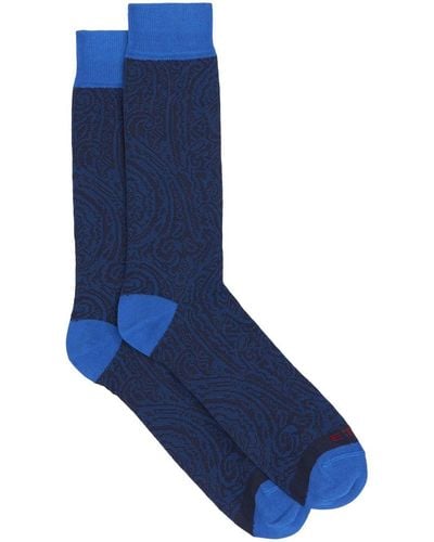 Etro Paisley-print Ribbed Socks - Blue