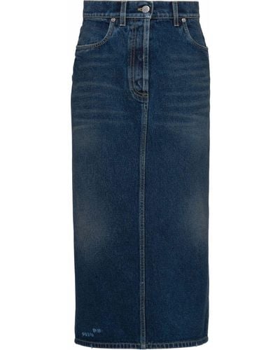 Prada Denim Midi Skirt - Blue
