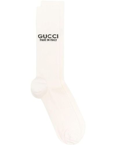 Gucci Logo-Jacquard Ribbed Socks - White