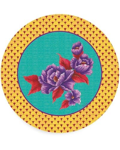 Lisa Corti Set di due tovagliette Masonite a fiori - Grigio