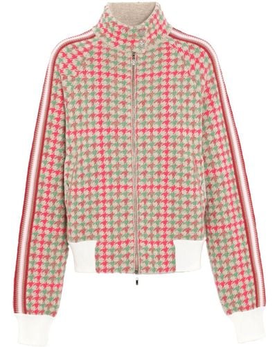 Barrie Houndstooth-pattern Bomber Jacket - Red