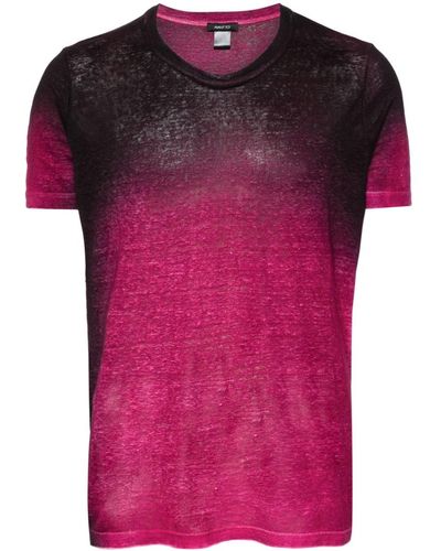 Avant Toi Ombré-effect Linen T-shirt - Pink
