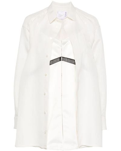Sacai Hemd-Minikleid im Layering-Look - Weiß