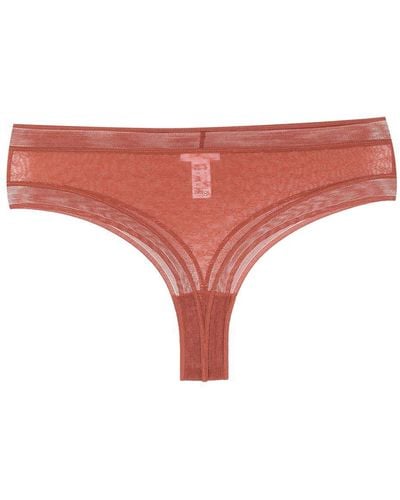 Eres Allure Lace Tanga Briefs - Red