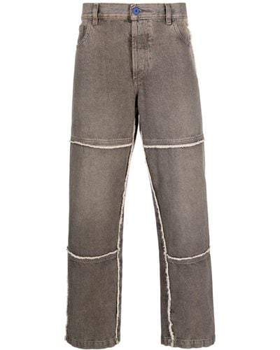 Marcelo Burlon Frayed-trim Straight-leg Jeans - Grey