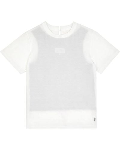 MM6 by Maison Martin Margiela T-shirt con design a strati - Bianco