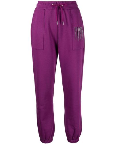 Karl Lagerfeld Rhinestone Logo-embellished Track Pants - Purple