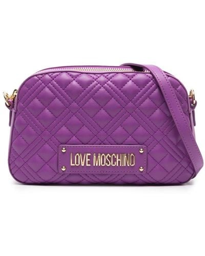Love Moschino Gesteppte Umhängetasche mit Logo - Lila