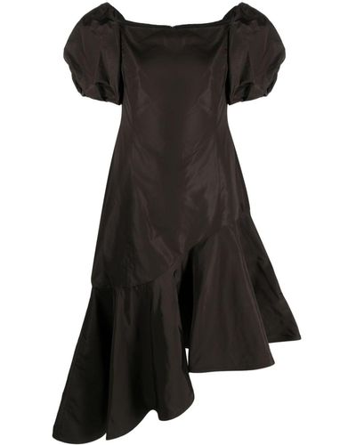 Polo Ralph Lauren Ruffled Asymmetrical Taffeta Gown - Black