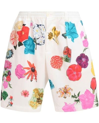 Marni Floral-print Cotton Shorts - White