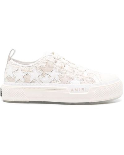 Amiri Star-patch Tweed Trainers - White