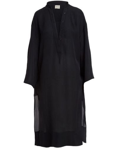 Khaite The Brom Silk Shirtdress - Black