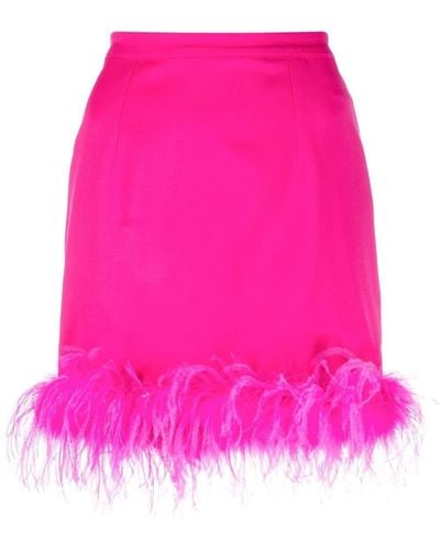 Styland Feather-trim Mini Skirt - Pink