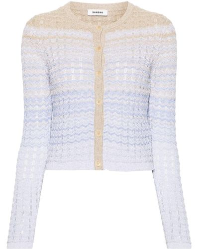 Sandro Cardigan Zadine en maille chevrons - Blanc