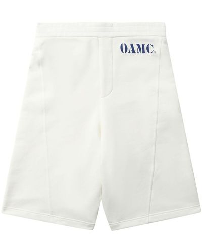 OAMC Short de sport en coton à logo imprimé - Blanc