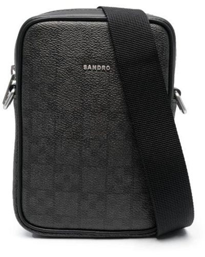 Sandro Compact Logo-plaque Crossbody Bag - Black