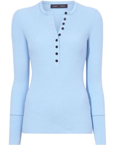 Proenza Schouler Agnes Henley Ribbed Jumper - Blue