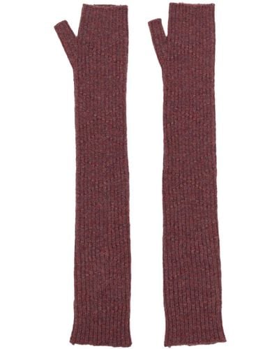 Barrie Fingerless Crochet Cashmere Gloves - Purple