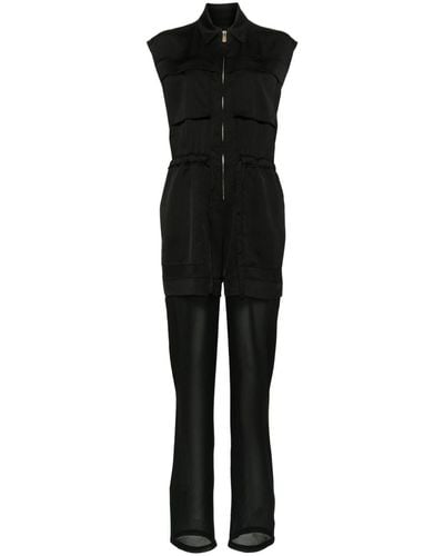 Pinko Semi-sheer Panelled Sleeveless Jumpsuit - Black