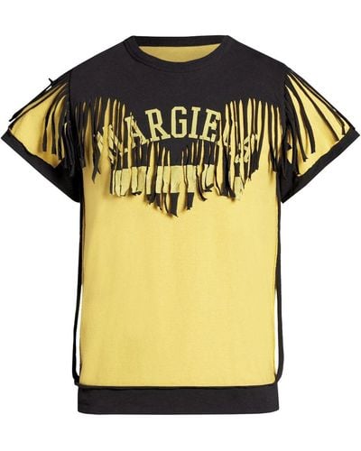 Maison Margiela T-shirt Décortiqué con frange - Giallo