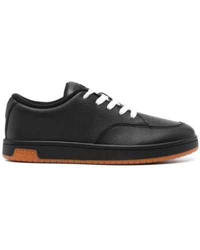 KENZO Dome Grained Leather Sneakers - Black