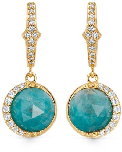 Astley Clarke 18kt Recycled Yellow Gold Luna Amazonite And Sapphire Drop Earrings - Blue